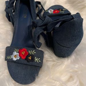 denim ankle strap sandals size 7.5